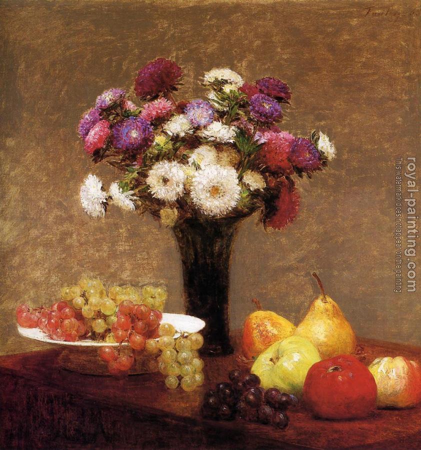 Henri Fantin-Latour : Asters and Fruit on a Table